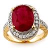 Image 1 : 8.0 CTW Ruby & Diamond Ring 14K Yellow Gold - REF-92F4M - 11647