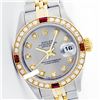 Image 1 : Rolex Ladies Two Tone 14K Gold/SS, Diam Dial & Diam/Ruby Bezel, Saph Crystal - REF-363W3K