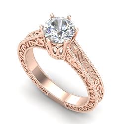 1 CTW VS/SI Diamond Solitaire Art Deco Ring 18K Rose Gold - REF-330T2X - 36927