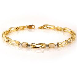 2.02 CTW Opal & Diamond Bracelet 10K Yellow Gold - REF-28K2R - 10490