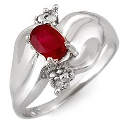 0.79 CTW Ruby & Diamond Ring 18K White Gold - REF-48M2F - 11060