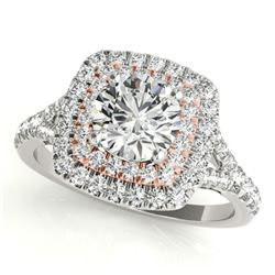 1.45 CTW Certified VS/SI Diamond Solitaire Halo Ring 18K White & Rose Gold - REF-226T2X - 26238