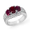 Image 1 : 3.50 CTW Ruby & Diamond Ring 18K White Gold - REF-132T2X - 14395