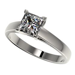 1.25 CTW Certified VS/SI Quality Princess Diamond Solitaire Ring 10K White Gold - REF-372W3H - 33013