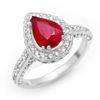 Image 1 : 3.10 CTW Ruby & Diamond Ring 14K White Gold - REF-89K5R - 10702