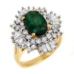 3.90 CTW Emerald & Diamond Ring 14K Yellow Gold - REF-143X6T - 13284