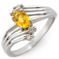 0.80 CTW Yellow Sapphire & Diamond Ring 18K White Gold - REF-41X5T - 10548