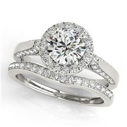 2.44 CTW Certified VS/SI Diamond 2Pc Wedding Set Solitaire Halo 14K White Gold - REF-580N8Y - 30834