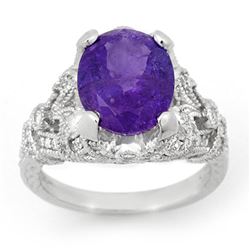 6.10 CTW Tanzanite & Diamond Ring 14K White Gold - REF-238F8M - 14519