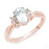 Image 1 : 1.06 CTW Aquamarine & Diamond Ring 14K Rose Gold - REF-30W9H - 14402