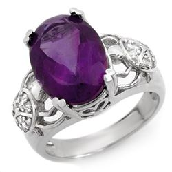 6.20 CTW Amethyst & Diamond Ring 10K White Gold - REF-52H8W - 10478