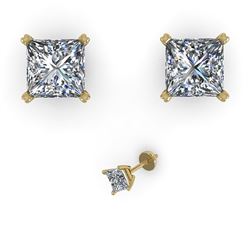 1.05 CTW Princess Cut VS/SI Diamond Stud Designer Earrings 14K Yellow Gold - REF-153F6M - 32146