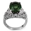 Image 1 : 7.10 CTW Green Tourmaline & Diamond Ring 14K White Gold - REF-161M5F - 11408