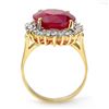 Image 2 : 12.0 CTW Ruby & Diamond Ring 14K Yellow Gold - REF-111F3M - 13153