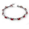Image 1 : 7.11 CTW Ruby & Diamond Bracelet 14K White Gold - REF-82F8M - 14010
