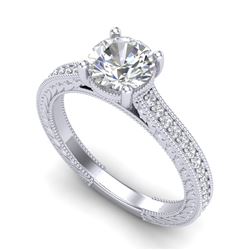 1.45 CTW VS/SI Diamond Art Deco Ring 18K White Gold - REF-400Y2N - 37004