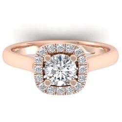 1.01 CTW Certified VS/SI Diamond Solitaire Halo Ring 14K Rose Gold - REF-182K9R - 30418