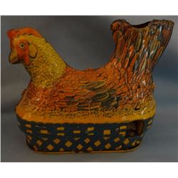 2 toys: Baldwin & Wyandotte toy hens laying egg, windup