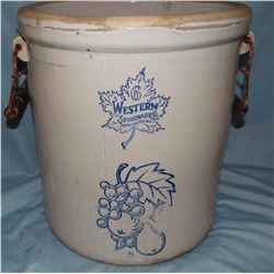 Western 6 gal crock w/handles, few hairlines