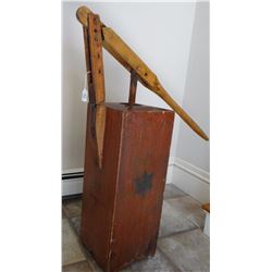 Atmospheric 1865 square wooden  butter churn, pump handle style