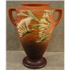 Image 1 : Roseville Freesia brown vase, #121-8", 1945, 3 small chips on base,