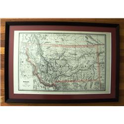 Montana Map, (dated 1884) matted and framed Item