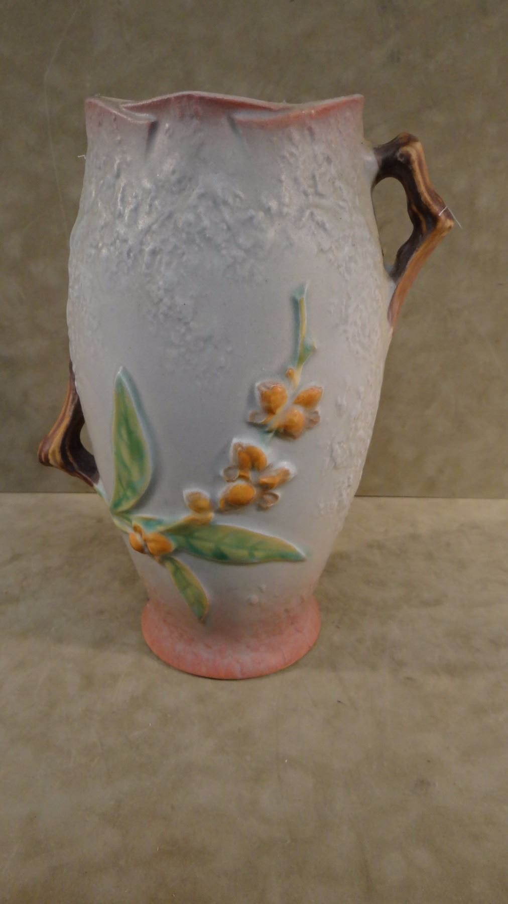 Roseville Bittersweet grey vase, 8838", 1940's, mint