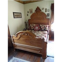 Sleigh bed, full size, hardwood, 7' high