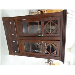 Oak ice box w/top lid, needs hinges, 38" h x 21" w