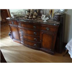 Cherrywood 3 pc. dining set, table (62" x 42" w/ cover, nice), buffet, (36" w x 62" h,) china cabine