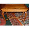 Image 1 : Fancy oak folding game table, 30” h x 34” w x 20” deep, opens to 40” square, excellent condition