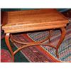 Image 2 : Fancy oak folding game table, 30” h x 34” w x 20” deep, opens to 40” square, excellent condition