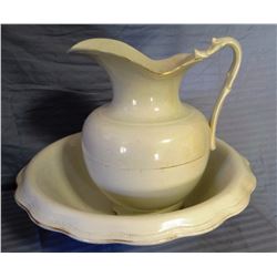 W. S. George pitcher and bowl set, small chip