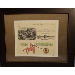 Bateman & Switzer framed pencil, on older ledger