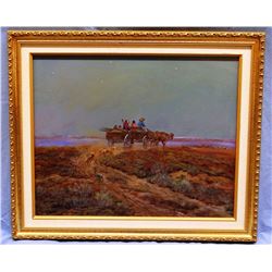 Cheek, C. R. original oil, Welcoming Committee, 16” h x 20” w, signed & framed