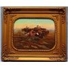 Image 1 : Cheek, C. R. original oil, Buffalo Hunt, 12” x 14”, signed & framed