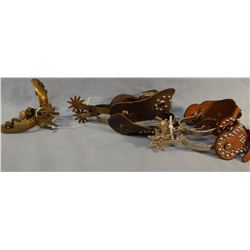 20 pairs children spurs w/ranch made spur display cabinet