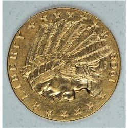 Gold 1908 $2½ Indian Head MS62+