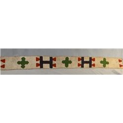 Chief's blanket beaded panel, 3.5" w x 32" long, old beads, excellent cond.