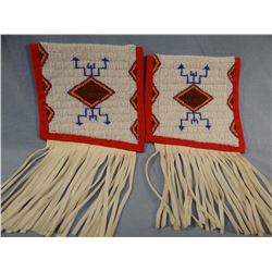 Beaded arm bands w/ buckskin fringe, newer