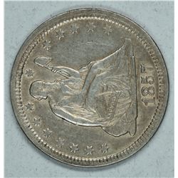 1857 Seated Liberty quarter AU55
