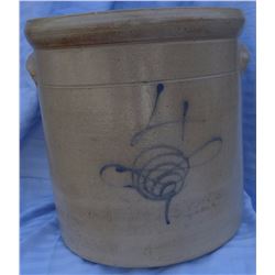 Salt glaze 4 gal crock, drop 8, ear handles