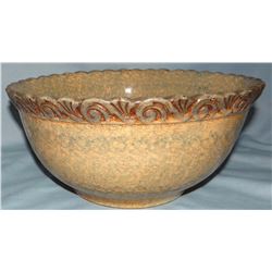12" stoneware bowl & spongeware 12" pitcher, unmarked