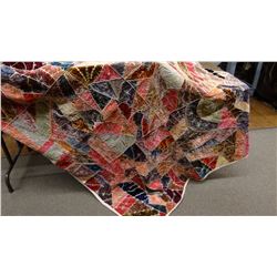 Hand embroidered velvet crazy quilt, 74" x 64"