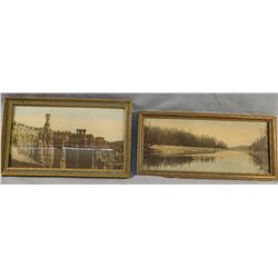 2 Yellowstone Nat. Park photos, 5" x 9" and 4.5" x 10", framed