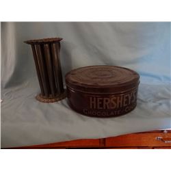 Hershey's Chocolate 12" tin w/ lid and tin candle maker