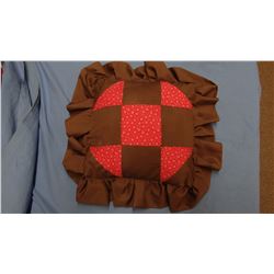 Patchwork pillow, browns and reds