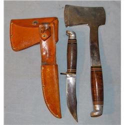 Western hunting knife and hatchet set