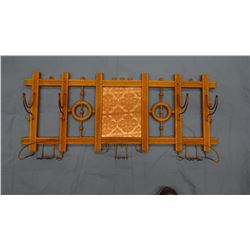 Stick and ball mirrored hat rack, 33" w x 14" h