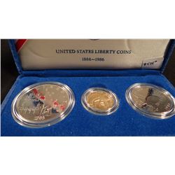 Statue of Liberty proof set, 3 coins including $5 gold piece